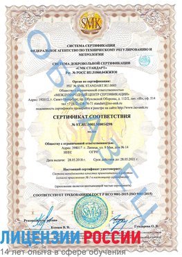 Образец сертификата соответствия Урень Сертификат ISO 9001